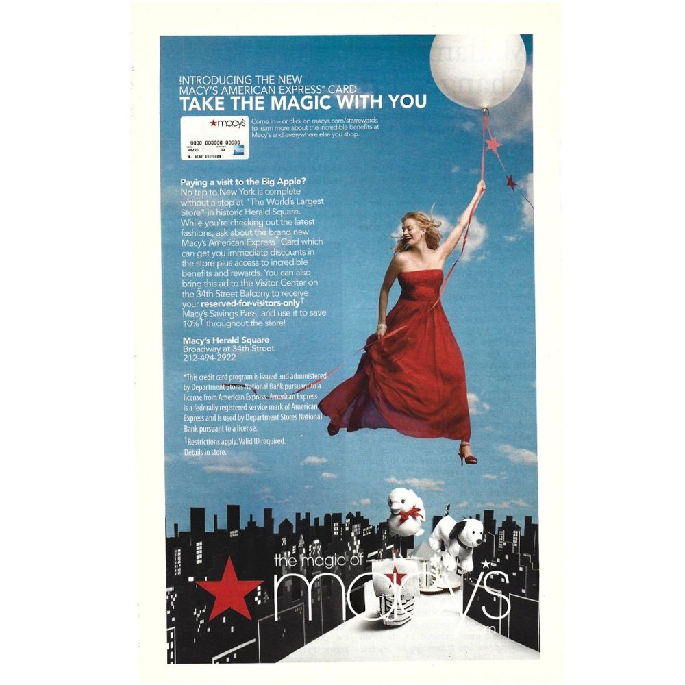 Macy's American Express Card ADVERT Take the Magic with You 2000s Print Ad
